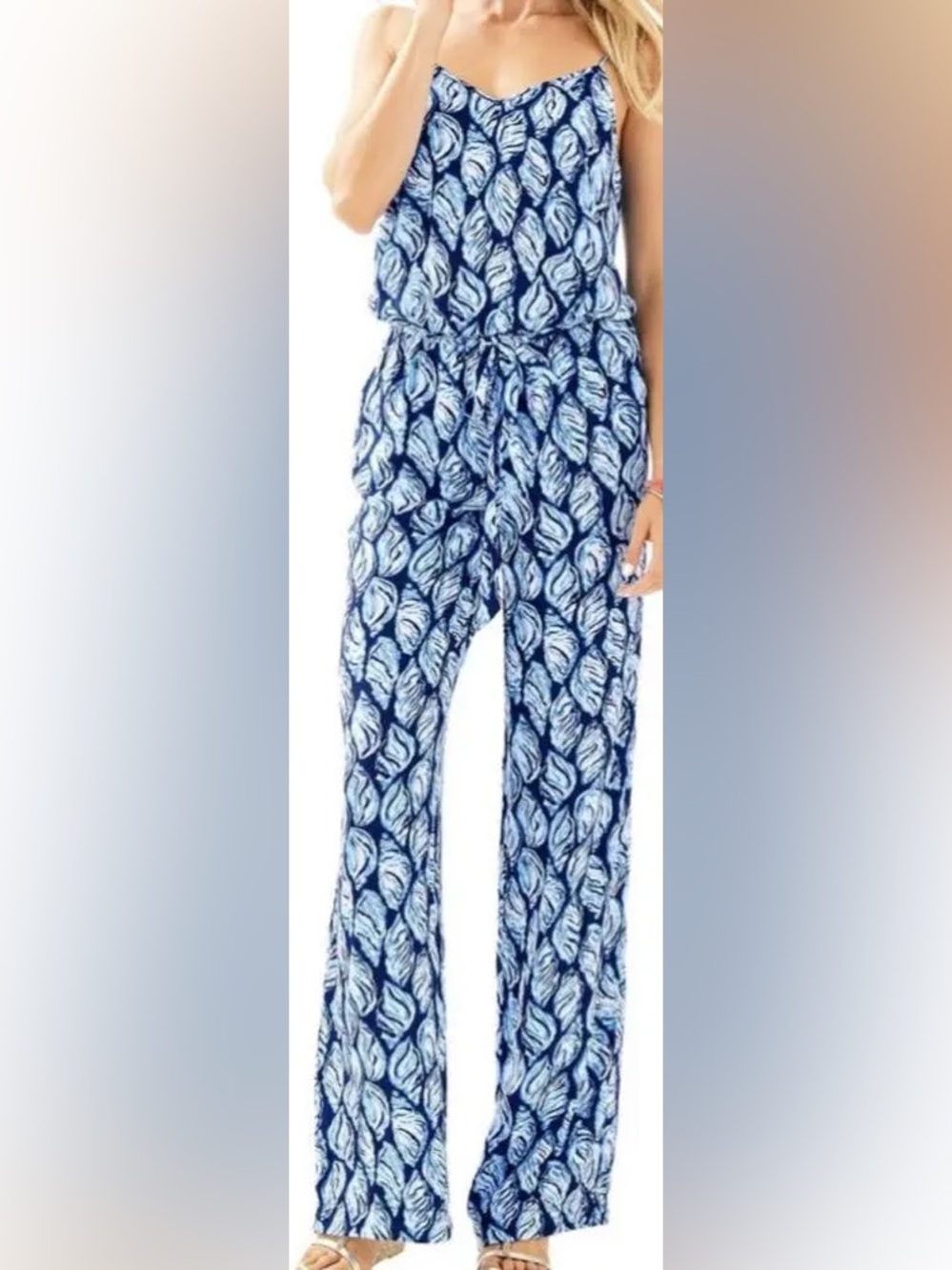 Lilly Pulitzer Women’s Dusk Jumpsuit Blue Seashell Sleeveless Size XS